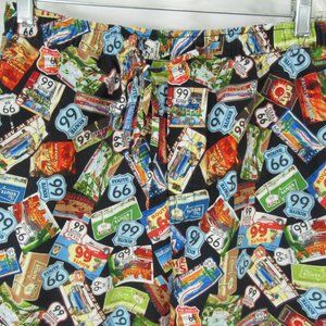 The Cats Pajamas PJ Lounge Pants Route 66 Collage Mens Medium Pockets Cotton